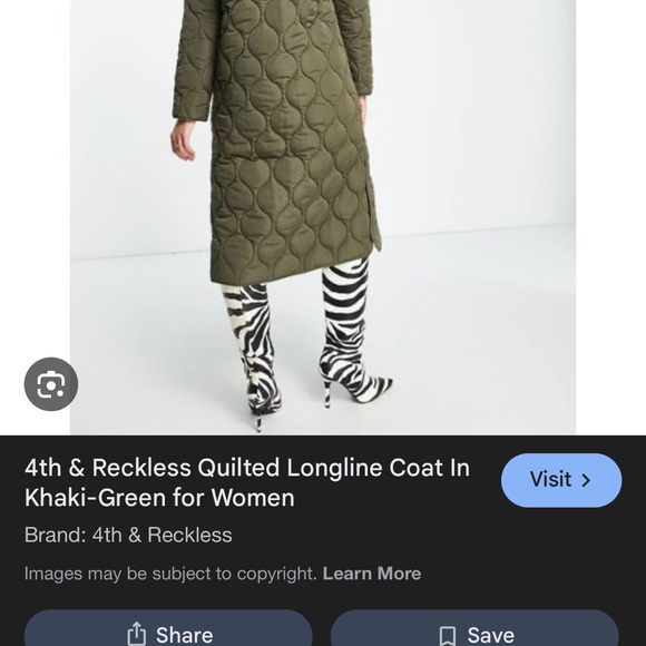 4Th + Reckless Jackets & Blazers - 4th & Reckless Quilted Longline Coat in Green